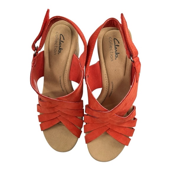 Clarks Giselle Glow Grenadine Nubuck Wedge Sandals (Women's) Preowned Size 9Wide - Picture 3 of 6